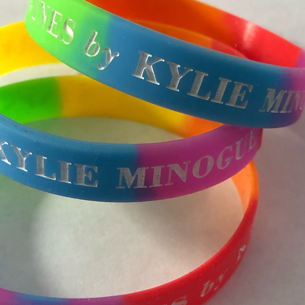 Three Kylie Minogue Wine Bracelets Ltd Ed promotion rubber